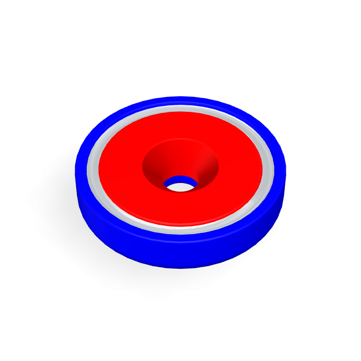 Pot Cap Neodymium Φ36mmXΦ6.5mmX8mm/M6 Countersunk