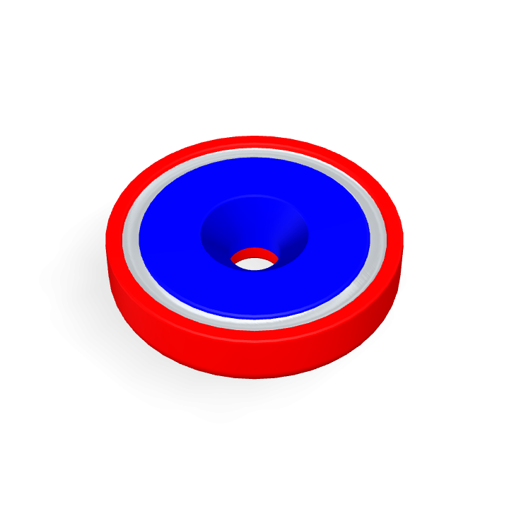 Pot Cap Neodymium Φ36mmXΦ6.5mmX8mm/M6 Countersunk