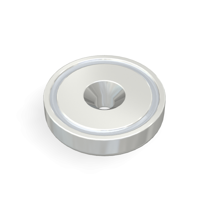 Pot Cap Neodymium Φ38.1mmXΦ6.5mmX9mm/M6 Countersunk